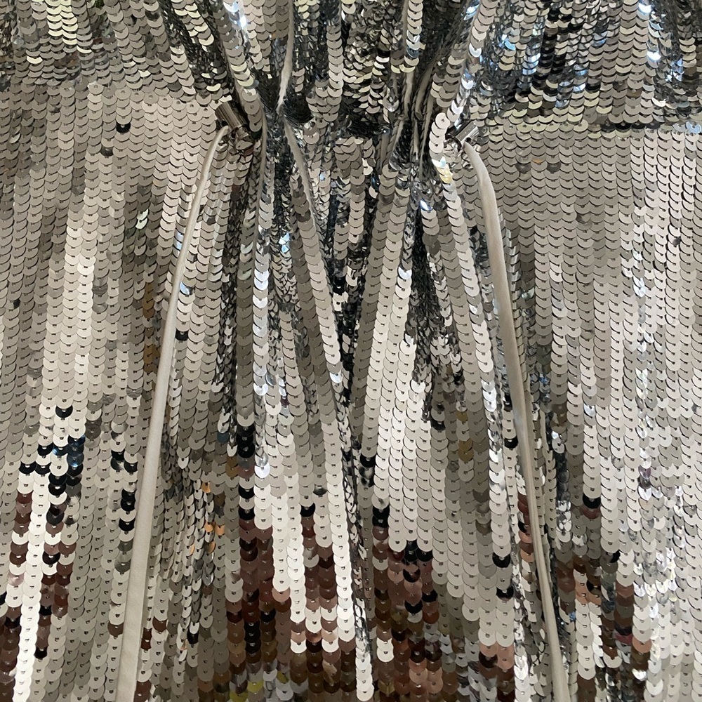 Tibi- Sliver Sequin Drawstring High Neck Contrast… - image 8